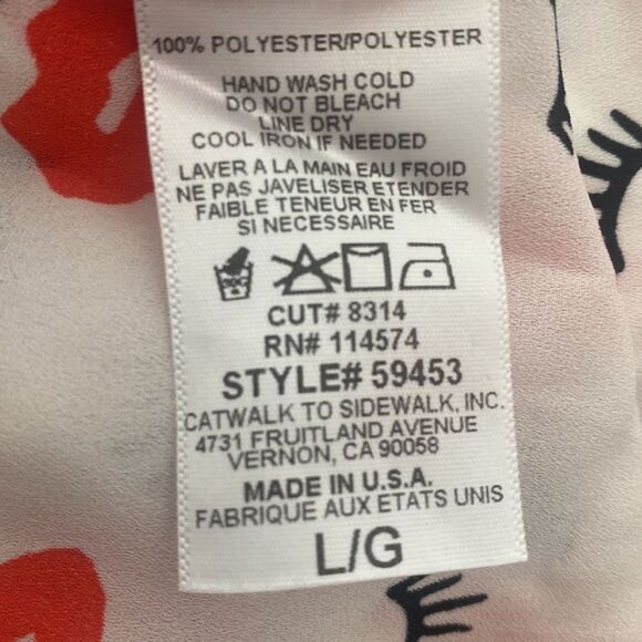 Ro & De Sheer Lipstick Eyelash Sleeveless Hi-Lo Top Blouse Sz L - Picture 3 of 5